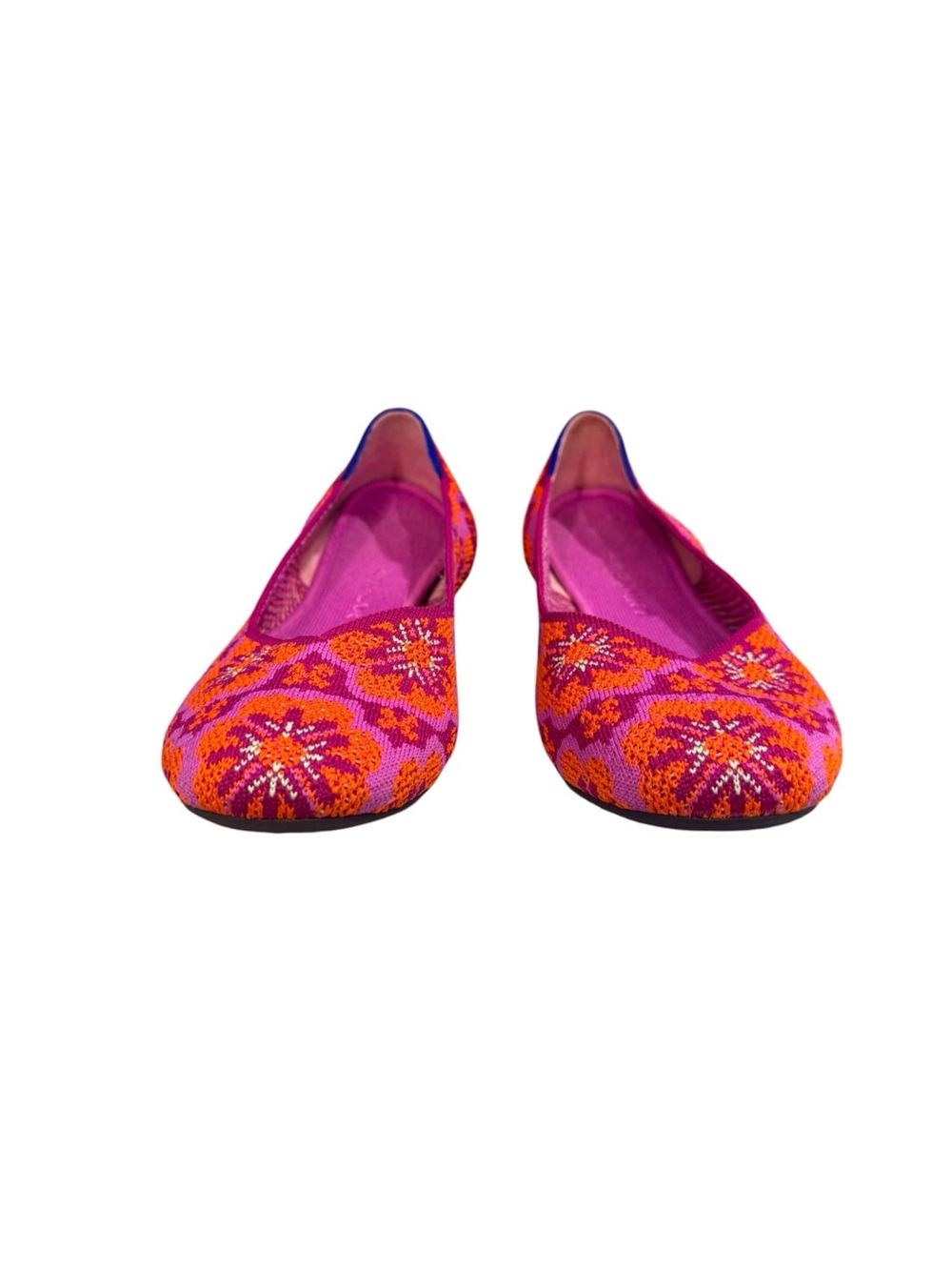 Rothy's Limited Edition Lotus Burst Pink and Orange Floral Knit Ballet Flats - Picture 2 of 9